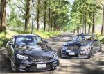  absurdres bmw bmw_m2 bmw_m3 bonbon20170916 car colored_pencil_(medium) highres license_plate motor_vehicle original outdoors scenery shadow sky sports_car traditional_media tree vehicle_focus 