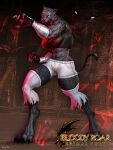  abs absurd_res anthro big_breasts bloody_roar breasts claws clothing felid feline female fighting_pose fur grey_body grey_fur hi_res leopard mammal muscular muscular_anthro muscular_female pantherine pose shina_(bloody_roar) solo thick_thighs torn_clothing venjiiart were werefelid werefeline 