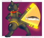  2023 808_(hi-fi_rush) ambiguous_gender anthro artist_name bethesda_softworks black_body border chaokocartoons collar digital_media_(artwork) dipstick_tail domestic_cat felid feline felis fish glowing glowing_markings half-closed_eyes hi-fi_rush hi_res looking_back machine magenta_background mammal marine markings motion_lines narrowed_eyes robot semi-anthro signature simple_background solo tail tail_markings tail_motion tailwag tango_gameworks whisker_markings whiskers white_border yellow_eyes yellow_markings 