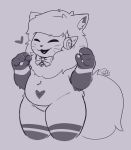  &lt;3 4_fingers ambiguous_gender anthro bell bell_collar belly big_belly big_tail blip_(blubread) blubread collar collar_only eyes_closed fingers happy hi_res inner_ear_fluff machine navel nonbinary_(lore) nude open_mouth overweight overweight_ambiguous overweight_anthro pawpads paws protogen protogen_visor signature sketch solo standing tail thick_thighs tuft whiskers 