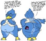  after_vore avian beak berdly big_butt bird blue_body blue_feathers bottomless bottomless_male butt butt_focus clothed clothing deltarune eyewear feathers glasses huge_hips huge_thighs male male/male obese obese_male overweight overweight_male smacking_ass smile smirk southparkfans111 susie_(deltarune) thick_thighs tight_clothing undertale_(series) vore 
