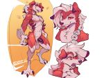  absurd_res animal_genitalia anthro balls claws edjit finger_claws fur generation_7_pokemon genitals hair hi_res looking_at_viewer lycanroc male nintendo nipples nude open_mouth penis pokemon pokemon_(species) red_body red_eyes red_fur sheath solo toe_claws white_hair 