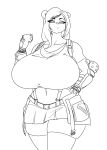  anthro big_breasts biped bottomwear breasts clothing female final_fantasy final_fantasy_vii hair hand_on_hip hi_res huge_breasts mammal midriff monochrome skirt solo square_enix tifa_lockhart xaveknyne 