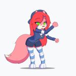  animated anthro bubblegum_fasani canid canine clothing cupofuwu dancing female fox fur green_eyes hair happy leg_markings legwear mammal markings paramedic pink_body pink_fur pink_hair pink_nose socks_(marking) solo space_station_13 stockings thigh_highs zipper 