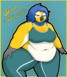  absurd_res anonymous_character anthro avian bedroom_eyes belly_overhang bird exercise female hi_res morbidly_obese morbidly_obese_female narrowed_eyes obese obese_female overweight overweight_female parrot puhba seductive solo workout 