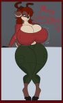 after_transformation anthro big_breasts big_butt blush breasts butt christmas clothed clothing colored deer english_text female hi_res holidays hooves horn huge_breasts huge_butt mammal mr_jugger solo text 