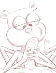  anthro cheek_bulge colorless concentrating concentration duo fellatio female genitals half-closed_eyes hi_res male male/female mammal marine narrowed_eyes nickelodeon oral penile penis penis_in_mouth rodent sandy_cheeks sciurid sea_sponge sex simple_background spongebob_squarepants tree_squirrel twitching vsdrawfag 