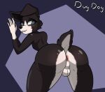  anthro anus backsack balls bedroom_eyes bent_over big_butt bite biting_lip black_body black_fur blue_eyes blush border_collie butt canid canine canis collie digital_media_(artwork) domestic_dog doug_(dugdog) dugdog fur genitals girly hair herding_dog hi_res male mammal multicolored_body multicolored_fur narrowed_eyes nude pastoral_dog presenting presenting_anus presenting_hindquarters rear_view seductive sheepdog signature simple_background solo solo_focus tail white_body white_fur 