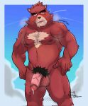  anthro balls bear bodily_fluids bragotiger drunk fur genital_fluids genitals hi_res kumatetsu male mammal muscular muscular_anthro muscular_male nude penis precum pubes salivating solo substance_intoxication the_boy_and_the_beast vein veiny_penis 