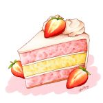  artist_name cake cake_slice commentary cream cross-section food food_focus fruit no_humans original signature simple_background still_life strawberry white_background yuki00yo 