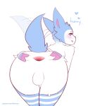  &lt;3 anthro anus balls bedroom_eyes blue_body blue_fur blush blush_lines butt eeveelution fiamourr fur generation_6_pokemon genitals girly hi_res imminent_sex inviting inviting_to_sex looking_at_viewer looking_back male narrowed_eyes nintendo nude pink_anus pink_eyes pokemon pokemon_(species) presenting presenting_anus presenting_hindquarters rear_view seductive solo spread_anus spreading standing sylveon tail tail_motion tailwag text tongue url white_body white_fur 