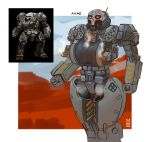  absurd_res anthro armor battletech big_breasts bone breasts female hi_res huge_breasts machine mecha mechwarrior metal metallic_body ony01 ranged_weapon robot rocket_launcher simple_background skull skull_head solo weapon wide_hips yellow_eyes 