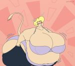  2023 anthro belly big_belly big_breasts big_butt blonde_hair blush bodily_fluids bottomwear bra breasts butt clothing copyright_symbol digital_media_(artwork) dressing eyes_closed female gerbil hair hi_res huge_breasts huge_thighs mammal murid obese obese_anthro obese_female overweight overweight_anthro overweight_female panties pants rodent sandy_(satsumalord) satsumalord solo sweat symbol thick_thighs underwear 