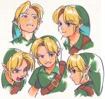  blonde_hair blue_eyes clothed clothing eyebrows green_clothing hair humanoid humanoid_pointy_ears hylian male nintendo not_furry open_mouth solo the_legend_of_zelda uzucake young young_link 