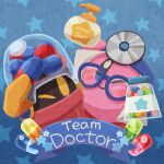  character_request doctor glasses hand_soap head_mirror highres jar kirby kirby_(series) looking_at_viewer miclot no_humans one_eye_closed 