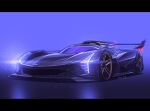  artist_name cadillac cadillac_v-series.r car glowing kai55 le_mans_prototype letterboxed motor_vehicle no_humans original purple_background race_vehicle racecar spoiler_(automobile) vehicle_focus 