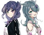  2girls aqua_eyes black_sweater blue_eyes blue_hair blue_wings braid bym_osakana elira_pendora elira_pendora_(1st_costume) fang hair_over_one_eye head_wings heterochromia long_hair multicolored_hair multiple_girls nijisanji nijisanji_en one_eye_covered purple_eyes purple_hair purple_wings selen_tatsuki selen_tatsuki_(1st_costume) siblings sisters skin_fang smile sweater twin_braids virtual_youtuber white_hair white_sweater wings 