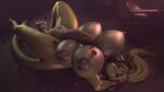  2023 3d_(artwork) 4_breasts absurd_res anthro aurenn balls big_balls big_breasts big_butt big_penis blonde_hair breasts butt digital_media_(artwork) dragon erection genitals gynomorph hair herm_(lore) hi_res huge_breasts huge_penis humanoid_genitalia humanoid_penis intersex long_hair looking_at_viewer lying multi_breast nipple_piercing nipples on_back penis piercing pinup pose scales solo xpray yellow_body yellow_scales 