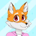  &lt;3 &lt;3_eyes anthro belly black_nose blue_background blush blush_lines brown_ear_tips brown_eartips canid canine clothing cute_eyes cute_fangs des_(desthefemboy) desthefemboy fox fur glistening glistening_eyes hi_res hoodie male mammal orange_body orange_fur pattern_background pink_clothing pink_hoodie pink_topwear shirt simple_background smile solo striped_background t-shirt topwear white_belly white_body white_clothing white_fur white_shirt white_t-shirt white_topwear 