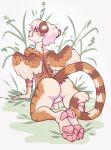  absurd_res anthro anus butt felid genitals green_eyes hair hi_res looking_at_viewer male mammal myron_morgulus orange_body pantherine pawpads paws penis short_hair smile solo tail tiger tongue white_hair wings 