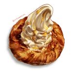  artist_name danish_pastry food food_focus highres mitomaton no_humans original pastry realistic simple_background still_life twitter_username whipped_cream white_background 