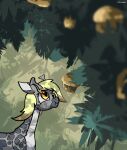  alternate_species blonde_hair colochenni derp_eyes derpy_hooves_(mlp) eating eyelashes feral food friendship_is_magic fur giraffe giraffid grey_body grey_spots hair hasbro hi_res horn long_hair long_neck mammal muffin my_little_pony plant spots spotted_body spotted_fur tree yellow_eyes 