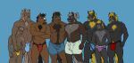  anthro clothing equid equine family group hi_res horse hunterramirez male male/male mammal musclegut muscular smile underwear young 