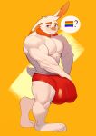  anthro big_bulge bulge clothing doggonut generation_8_pokemon hi_res huge_bulge hyper hyper_bulge lagomorph lgbt_pride male mammal muscular muscular_male nintendo pokemon pokemon_(species) pride_colors question_mark questioning rainbow_pride_colors scorbunny solo underwear 