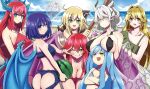  6+girls ass bare_shoulders beach bikini blonde_hair blue_bikini blue_eyes blue_hair blush breast_rest breasts breasts_on_head cleavage demon_wings dragon_girl dragon_horns drill_hair duel_monster evil_twin_ki-sikil evil_twin_lil-la exosister_elis food fruit green_eyes hair_ribbon highres hijiri-tukasa horns ki-sikil_(yu-gi-oh!) kitchen_dragonmaid large_breasts lil-la_(yu-gi-oh!) long_hair lovely_labrynth_of_the_silver_castle medium_hair multicolored_hair multiple_girls pink_hair red_bikini red_hair ribbon rilliona_(yu-gi-oh!) sample_watermark second-party_source sky_striker_ace_-_raye smile streaked_hair swimsuit transparent_wings twin_drills twintails very_long_hair watermelon white_eyes white_hair wings witchcrafter_madame_verre yellow_eyes yu-gi-oh! 
