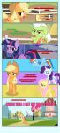  absurd_res applejack_(mlp) black_border border building character_narrating clothing cowboy_hat cutie_mark dialogue earth_pony equid equine estories eyes_closed female fence feral fluttershy_(mlp) friendship_is_magic frown grandchild_(lore) granddaughter_(lore) grandmother_(lore) grandmother_and_grandchild_(lore) grandmother_and_granddaughter_(lore) grandparent_(lore) grandparent_and_grandchild_(lore) granny_smith_(mlp) group hasbro hat headgear headwear hi_res horn horse mammal mane_six_(mlp) megaphone mountain my_little_pony narrowed_eyes outside pegasus pinkie_pie_(mlp) pony ponyville rainbow_dash_(mlp) rarity_(mlp) spread_wings sweet_apple_acres twilight_sparkle_(mlp) unicorn unimpressed white_fence winged_unicorn wings yelling 