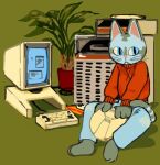  2017 anthro clothed clothing computer domestic_cat felid feline felis female mammal qs75834_(artist) solo 
