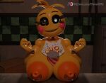  &lt;3 &lt;3_eyes 2023 3d_(artwork) animatronic anthro areola avian beakless bib bird blush blush_stickers breasts chicken digital_media_(artwork) eyebrows eyelashes female feversfm fingers five_nights_at_freddy&#039;s five_nights_at_freddy&#039;s_2 galliform gallus_(genus) lovetaste_chica machine nipple_piercing nipples object_between_breasts one_eye_closed orange_areola orange_nipples phasianid piercing robot scottgames solo text toy_chica_(fnaf) url 