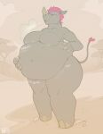  absurd_res anthro anthro_pred big_breasts breasts burp_cloud burping digestion digestion_noises featureless_breasts female female_pred hair hand_on_hip hand_on_own_belly hi_res huge_belly larger_pred looking_at_belly looking_down mammal muffled muscular_arms navel outside overweight overweight_anthro overweight_female pink_hair rhinoceros sharkstuff shoreline smaller_prey solo thick_calves thick_thighs vore 
