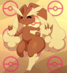 2023 anthro areola bigdon1992 brown_body digital_media_(artwork) eyelashes featureless_crotch female fingers flat_chested generation_4_pokemon hi_res long_ears lopunny nintendo nude pink_nose pokemon pokemon_(species) solo thick_thighs 