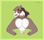  absurd_res animal_crossing anus balls blush butt canid canine canis digby_(animal_crossing) domestic_dog fangs genitals hi_res male mammal nintendo pawpads paws penis raised_tail rear_view sherwind52 solo tail teeth 