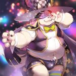  2023 anthro azoth_(crave_saga) belly big_belly bottomwear bow_tie bulge canid canine canis clothing crave_saga domestic_dog humanoid_hands kemono male mammal nekomarudon overweight overweight_male shorts solo tanukimaru 