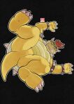  2023 anthro belly black_background bowser butt hi_res kamui_shirow kemono koopa male mario_bros nintendo overweight overweight_male scalie simple_background solo 
