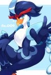  artist_name bird blue_background blue_eyes duck fuuga_(yzfg) highres looking_at_viewer no_humans pokedex_number pokemon pokemon_(creature) pokemon_(game) pokemon_sv quaquaval solo 