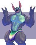  2023 6/26 abs alien anthro armpit_hair biped black_eyes blue_body blue_fur blue_nose body_hair bristol bulge claws clothed clothing devil_horns_(gesture) digital_drawing_(artwork) digital_media_(artwork) disney empty_eyes experiment_(lilo_and_stitch) featureless_chest finger_claws fur genital_outline gesture head_tuft hi_res lgbt_history_month lgbt_pride lilo_and_stitch looking_at_viewer male muscular muscular_anthro muscular_male notched_ear open_mouth open_smile pecs penis_outline pride_color_clothing pride_color_speedo pride_colors simple_background smile solo speedo standing stitch_(lilo_and_stitch) swimwear thick_thighs tongue tongue_out topless tuft vincian_pride_colors white_claws 