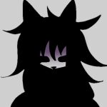  ambiguous_gender anthro black_body black_fur canid canine canis domestic_cat felid feline felis fur hybrid icon lukken_collins lukkylk mammal solo solo_focus wolf 