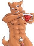  abs anthro balls canid canine canis casual_nudity foreskin fur genitals hi_res humanoid_genitalia humanoid_hands humanoid_penis ilan1985 male mammal muscular muscular_anthro muscular_male navel nipples nude outside pecs penis retracted_foreskin smile solo solo_focus wolf 