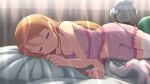  1girl absurdres closed_eyes fang highres kousaka_kirino long_hair lying midriff_peek navel on_side open_mouth orange_hair ore_no_imouto_ga_konna_ni_kawaii_wake_ga_nai pajamas pink_pajamas scarletsky sleeping solo stuffed_monkey 