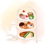  cake croissant cup food food_focus fruit hot_dog lettuce macaron no_humans original plate sandwich shelf signature still_life strawberry strawberry_shortcake teapot user_wkax8822 