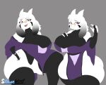  anthro big_breasts bodysuit bovid breasts caprine clothing digital_media_(artwork) eyelashes eyewear female fur glasses goat hi_res legwear looking_at_viewer mammal mature_female multiple_poses pose red_eyes simple_background skinsuit sleeves smile snowyblue1 solo thick_thighs thigh_highs tight_clothing toriel undertale undertale_(series) undertale_au watermark white_body white_fur 