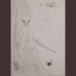  akavaps(artist) arthropod female female/female hi_res hollow_knight hornet_(hollow_knight) looking_at_viewer silksong sketch solo standing suggestive team_cherry thick_thighs weapon 