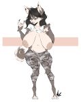  alternate_form alternate_species anthro big_breasts black_hair bottomwear breasts brown_body brown_fur camo camo_print canid canine canis cheek_tuft chubby_anthro chubby_female clothed clothing clothing_lift devil_horns_(gesture) digitigrade domestic_dog dullvivid facial_tuft female fur gesture hair half-closed_eyes hi_res huge_breasts husky lara_ravencroft long_hair mammal multicolored_body multicolored_fur narrowed_eyes nordic_sled_dog pants sagging_breasts shirt shirt_lift simple_background slightly_chubby solo spitz t-shirt tan_body tan_fur topwear torn_bottomwear torn_clothing torn_pants tuft two_tone_body two_tone_fur white_background 