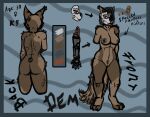  anthro black_nose breasts brown_body brown_fur canid canine canis cheek_tuft demise_(foxseyd) domestic_dog ear_piercing facial_tuft female fluffy fluffy_tail foxseyd fur genitals hi_res mammal markings mask nude piercing prosthetic prosthetic_arm prosthetic_limb pubes pussy severed_arm solo solo_focus spots spotted_markings standing tail tan_body tan_fur tuft 