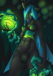  2020 anthro anthrofied areola arthropod black_body black_skin blue_hair breasts changeling clitoral_hood crown digital_media_(artwork) egg fangs female friendship_is_magic genitals glowing green_areola green_body green_eyes green_nipples green_sclera hair hasbro headgear hi_res holding_object horn long_hair my_little_pony mysticalpha navel nipples non-mammal_breasts pussy queen_chrysalis_(mlp) signature small_breasts smile solo teeth unicorn_horn 