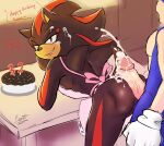  anthro aoibeast balls bent_over bent_over_table bodily_fluids butt cum cum_on_back cum_on_face dialogue duo genital_fluids genitals hot_dogging looking_at_viewer looking_back male male/male penis sega sex shadow_the_hedgehog sonic_the_hedgehog sonic_the_hedgehog_(series) speech_bubble 