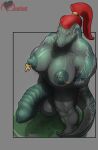  absurd_res anthro breasts character dinosaur dromaeosaurid female genitals herm hi_res hybrid hybris hyper intersex intersex/female megfluff muscular penis perspective posting reptile scalie sega solo sonic_the_hedgehog_(series) the_deadly_six theropod zeena 